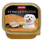 Деликатесен кучешки пастет VOM FEINSTEN 2 в 1 - фин пастет от пилешко + пълнеж  от йогурт и овесена каша, за кучета над 1 година
